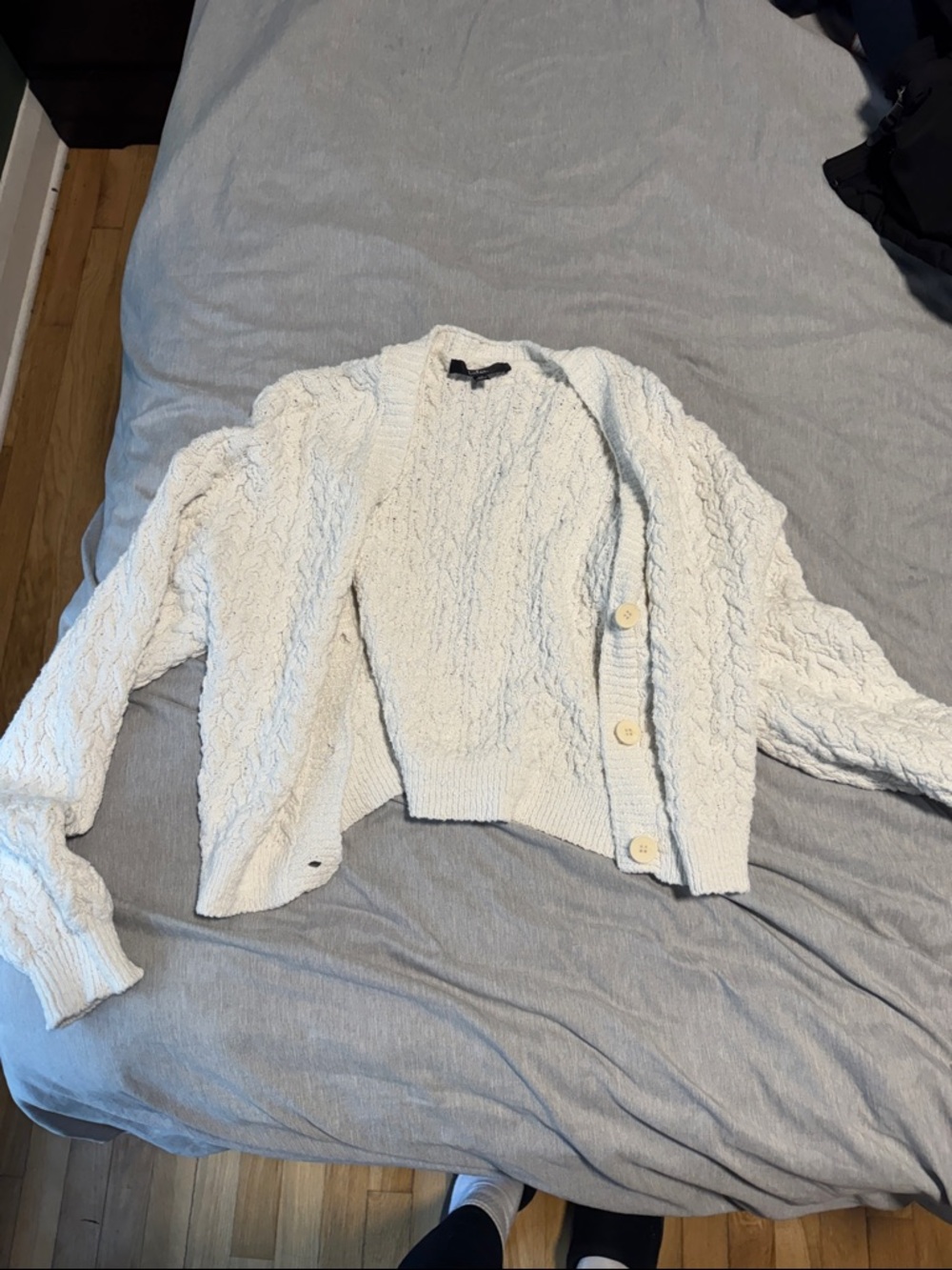 Lulus Women's Cream Cable-Knit Button Cardigan Sweater